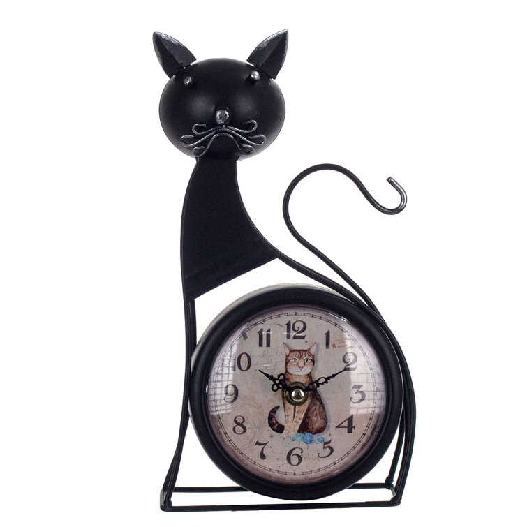 Marlow Home Co. Analog Metal Tabletop Clock in Black/Beige Wayfair.co.uk